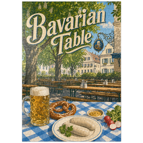 Darstellung des Puzzle Motivs Bayerische Biergarten-Tischdekoration - Puzzleteile: 1000