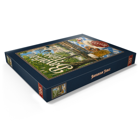 Darstellung des Puzzle Motivs Bayerische Biergarten-Tischdekoration Bavarian Beer Garden Table Spread 100 Puzzle Schachtel Ansicht1