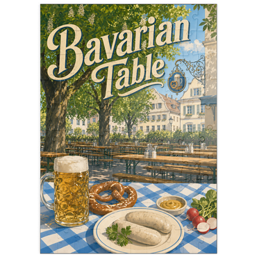 Darstellung des Puzzle Motivs puzzleplate Bavarian Beer Garden Table Spread 100 Puzzle