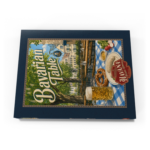 Darstellung des Puzzle Motivs Bayerische Biergarten-Tischdekoration Bavarian Beer Garden Table Spread 200 Puzzle Schachtel Ansicht3