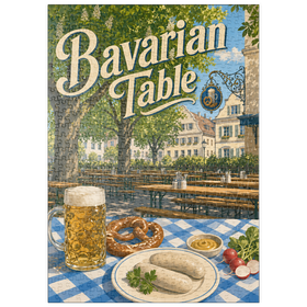 Darstellung des Puzzle Motivs Bayerische Biergarten-Tischdekoration - Puzzleteile: 500