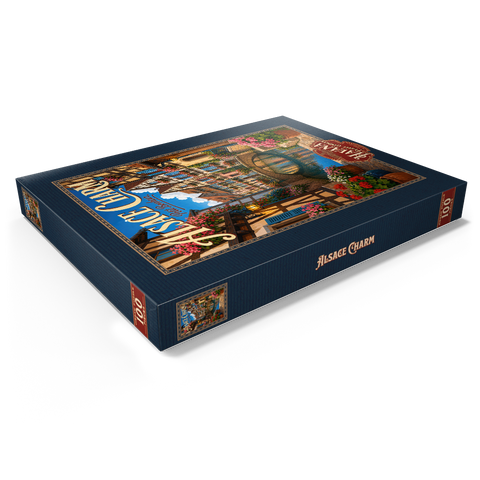 Darstellung des Puzzle Motivs Das elsässische Kanal-Dorf – floraler Charme Alsace Canal Village Floral Charm 100 Puzzle Schachtel Ansicht1
