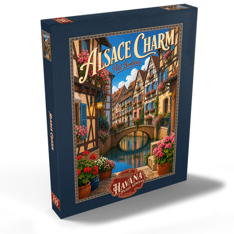 Darstellung des Puzzle Motivs Das elsässische Kanal-Dorf – floraler Charme Alsace Canal Village Floral Charm 200 Puzzle Schachtel Ansicht2