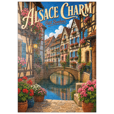 Darstellung des Puzzle Motivs puzzleplate Alsace Canal Village Floral Charm 200 Puzzle