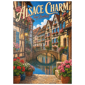 Darstellung des Puzzle Motivs Das elsässische Kanal-Dorf – floraler Charme - Puzzleteile: 500