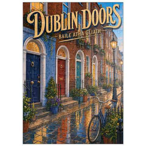 Darstellung des Puzzle Motivs Dublin: Der Charme der bunten Straßen puzzleplate Dublin Doors Colorful Street Charm 100 Puzzle