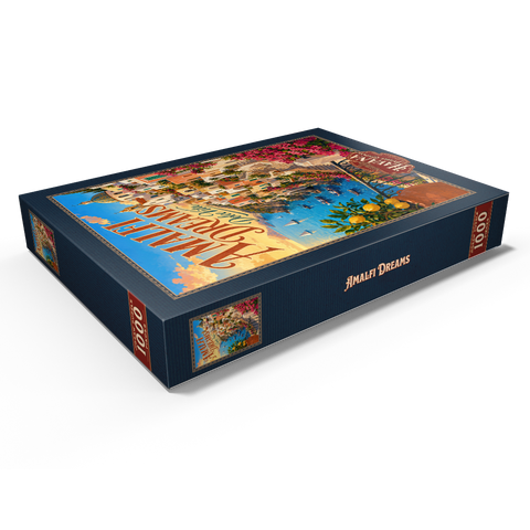 Darstellung des Puzzle Motivs Romantik bei Sonnenuntergang an der Amalfiküste Amalfi Coast Sunset Romance 1000 Puzzle Schachtel Ansicht1