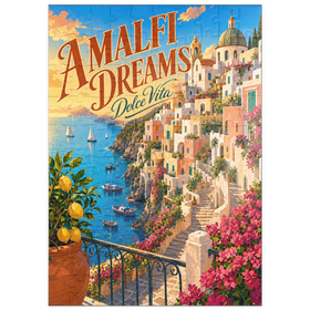 Darstellung des Puzzle Motivs Romantik bei Sonnenuntergang an der Amalfiküste - Puzzleteile: 100