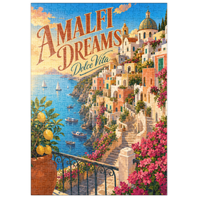 Darstellung des Puzzle Motivs Romantik bei Sonnenuntergang an der Amalfiküste - Puzzleteile: 500