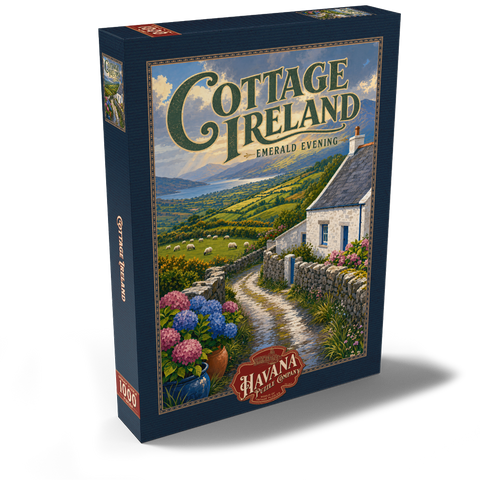 Darstellung des Puzzle Motivs Irland – Cottage – Smaragdgrüner Abend Ireland Cottage Emerald Evening 1000 Puzzle Schachtel Ansicht2
