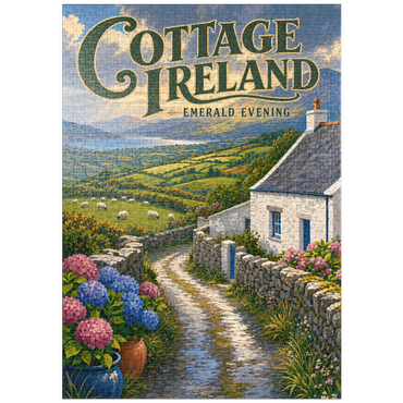 Darstellung des Puzzle Motivs puzzleplate Ireland Cottage Emerald Evening 1000 Puzzle
