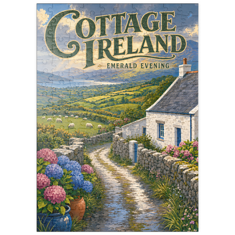 Darstellung des Puzzle Motivs Irland – Cottage – Smaragdgrüner Abend puzzleplate Ireland Cottage Emerald Evening 200 Puzzle