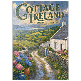 Darstellung des Puzzle Motivs Irland – Cottage – Smaragdgrüner Abend - Puzzleteile: 200