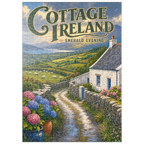 Darstellung des Puzzle Motivs Irland – Cottage – Smaragdgrüner Abend puzzleplate Ireland Cottage Emerald Evening 500 Puzzle
