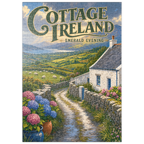 Darstellung des Puzzle Motivs Irland – Cottage – Smaragdgrüner Abend - Puzzleteile: 500