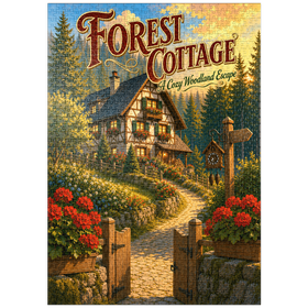 Darstellung des Puzzle Motivs Forest Cottage – Gemütlicher Rückzugsort im Wald - Puzzleteile: 1000