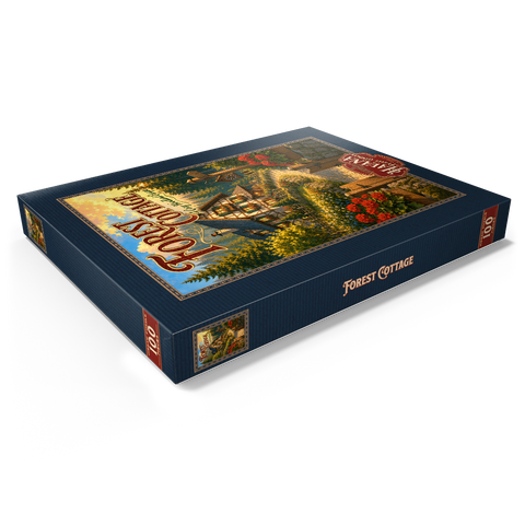 Darstellung des Puzzle Motivs Forest Cottage – Gemütlicher Rückzugsort im Wald Forest Cottage Cozy Woodland Escape 100 Puzzle Schachtel Ansicht1