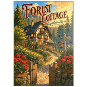 Darstellung des Puzzle Motivs Forest Cottage – Gemütlicher Rückzugsort im Wald - Puzzleteile: 100
