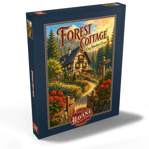 Darstellung des Puzzle Motivs Forest Cottage – Gemütlicher Rückzugsort im Wald Forest Cottage Cozy Woodland Escape 200 Puzzle Schachtel Ansicht2
