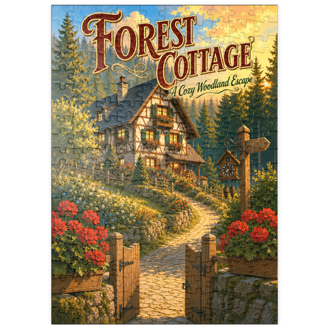 Darstellung des Puzzle Motivs Forest Cottage – Gemütlicher Rückzugsort im Wald puzzleplate Forest Cottage Cozy Woodland Escape 200 Puzzle