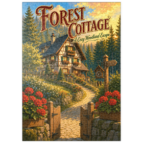 Darstellung des Puzzle Motivs Forest Cottage – Gemütlicher Rückzugsort im Wald - Puzzleteile: 500