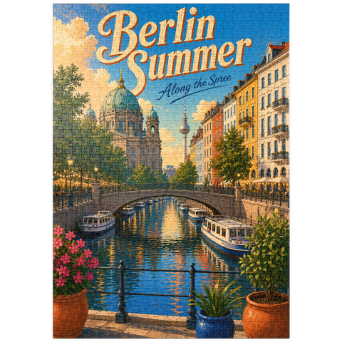 Darstellung des Puzzle Motivs Der Charme der Berliner Sommerkanäle puzzleplate Berlin Summer Canal Charm 1000 Puzzle