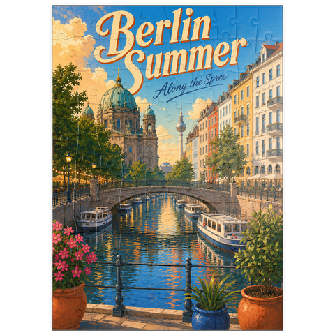 Darstellung des Puzzle Motivs Der Charme der Berliner Sommerkanäle puzzleplate Berlin Summer Canal Charm 100 Puzzle