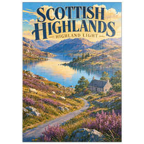 Darstellung des Puzzle Motivs Das malerische Licht der schottischen Highlands - Puzzleteile: 100