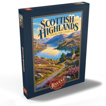 Darstellung des Puzzle Motivs Scottish Highlands Scenic Light 200 Puzzle Schachtel Ansicht2