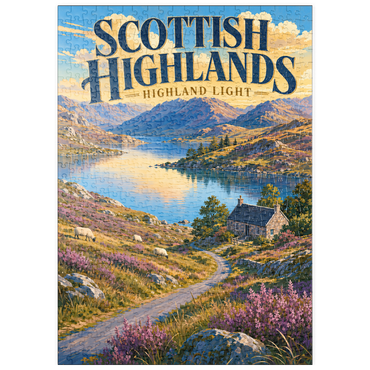 Darstellung des Puzzle Motivs puzzleplate Scottish Highlands Scenic Light 500 Puzzle