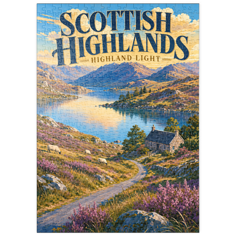 Darstellung des Puzzle Motivs Das malerische Licht der schottischen Highlands puzzleplate Scottish Highlands Scenic Light 500 Puzzle