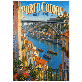 Darstellung des Puzzle Motivs Porto Ribeira – der farbenfrohe Charme am Flussufer - Puzzleteile: 1000