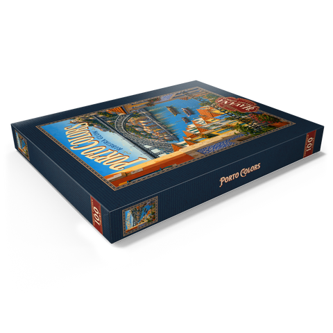 Darstellung des Puzzle Motivs Porto Ribeira – der farbenfrohe Charme am Flussufer Porto Ribeira Riverfront Colorful Charm 100 Puzzle Schachtel Ansicht1