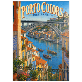 Darstellung des Puzzle Motivs Porto Ribeira – der farbenfrohe Charme am Flussufer - Puzzleteile: 100
