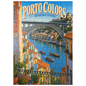 Darstellung des Puzzle Motivs Porto Ribeira – der farbenfrohe Charme am Flussufer - Puzzleteile: 200