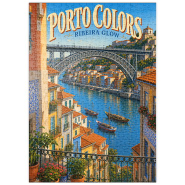 Darstellung des Puzzle Motivs puzzleplate Porto Ribeira Riverfront Colorful Charm 500 Puzzle