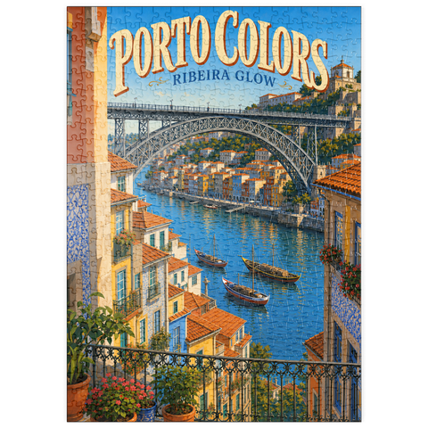 Darstellung des Puzzle Motivs Porto Ribeira – der farbenfrohe Charme am Flussufer puzzleplate Porto Ribeira Riverfront Colorful Charm 500 Puzzle
