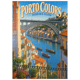 Darstellung des Puzzle Motivs Porto Ribeira – der farbenfrohe Charme am Flussufer - Puzzleteile: 500