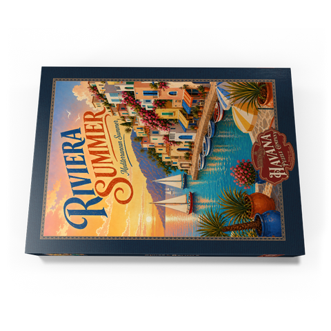 Darstellung des Puzzle Motivs Der Charme des Sommers an der Riviera-Küste Riviera Coastal Summer Charm 1000 Puzzle Schachtel Ansicht3