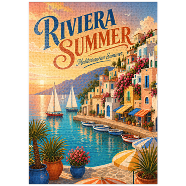 Darstellung des Puzzle Motivs puzzleplate Riviera Coastal Summer Charm 1000 Puzzle