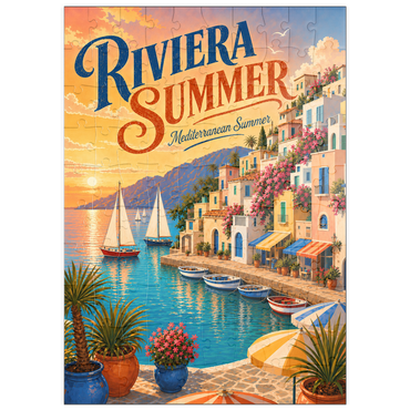 Darstellung des Puzzle Motivs puzzleplate Riviera Coastal Summer Charm 100 Puzzle