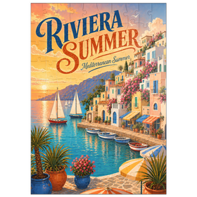 Darstellung des Puzzle Motivs Der Charme des Sommers an der Riviera-Küste - Puzzleteile: 100
