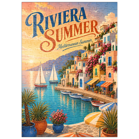 Darstellung des Puzzle Motivs Der Charme des Sommers an der Riviera-Küste puzzleplate Riviera Coastal Summer Charm 200 Puzzle