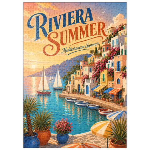 Darstellung des Puzzle Motivs Der Charme des Sommers an der Riviera-Küste puzzleplate Riviera Coastal Summer Charm 500 Puzzle