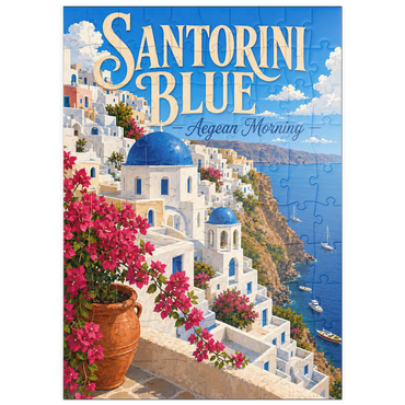 Darstellung des Puzzle Motivs puzzleplate Santorini Blue Aegean Morning 100 Puzzle