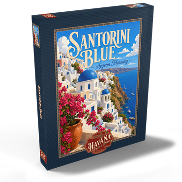 Darstellung des Puzzle Motivs Santorini Blue Aegean Morning 200 Puzzle Schachtel Ansicht2