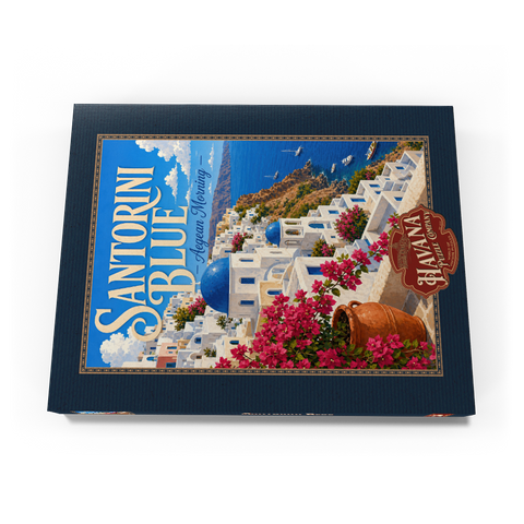Darstellung des Puzzle Motivs Santorini – Blauer Ägäis Morgen Santorini Blue Aegean Morning 200 Puzzle Schachtel Ansicht3