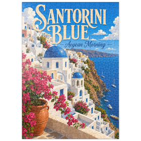 Darstellung des Puzzle Motivs Santorini – Blauer Ägäis Morgen - Puzzleteile: 500