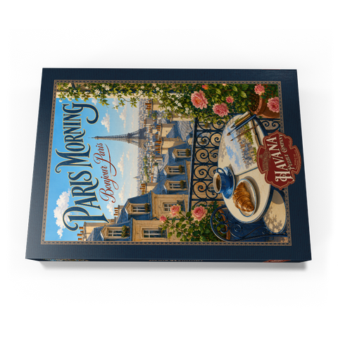 Darstellung des Puzzle Motivs Romantik am Morgen am Eiffelturm Eiffel Tower Morning Romance 1000 Puzzle Schachtel Ansicht3
