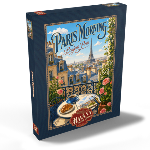 Darstellung des Puzzle Motivs Romantik am Morgen am Eiffelturm Eiffel Tower Morning Romance 100 Puzzle Schachtel Ansicht2
